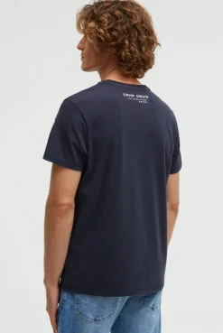 T-Shirt mit auffälligem Logo Print blue navy