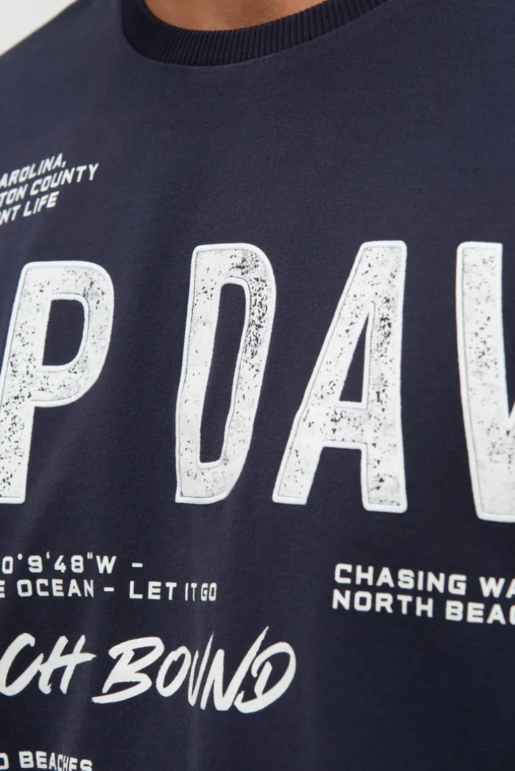 T-Shirt mit auffälligem Logo Print blue navy