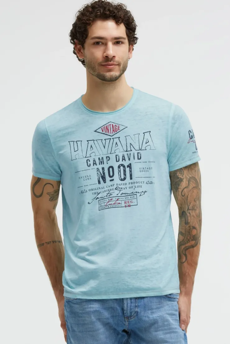 T-Shirt mit Ausbrenner-Effekten und Artwork aqua splash