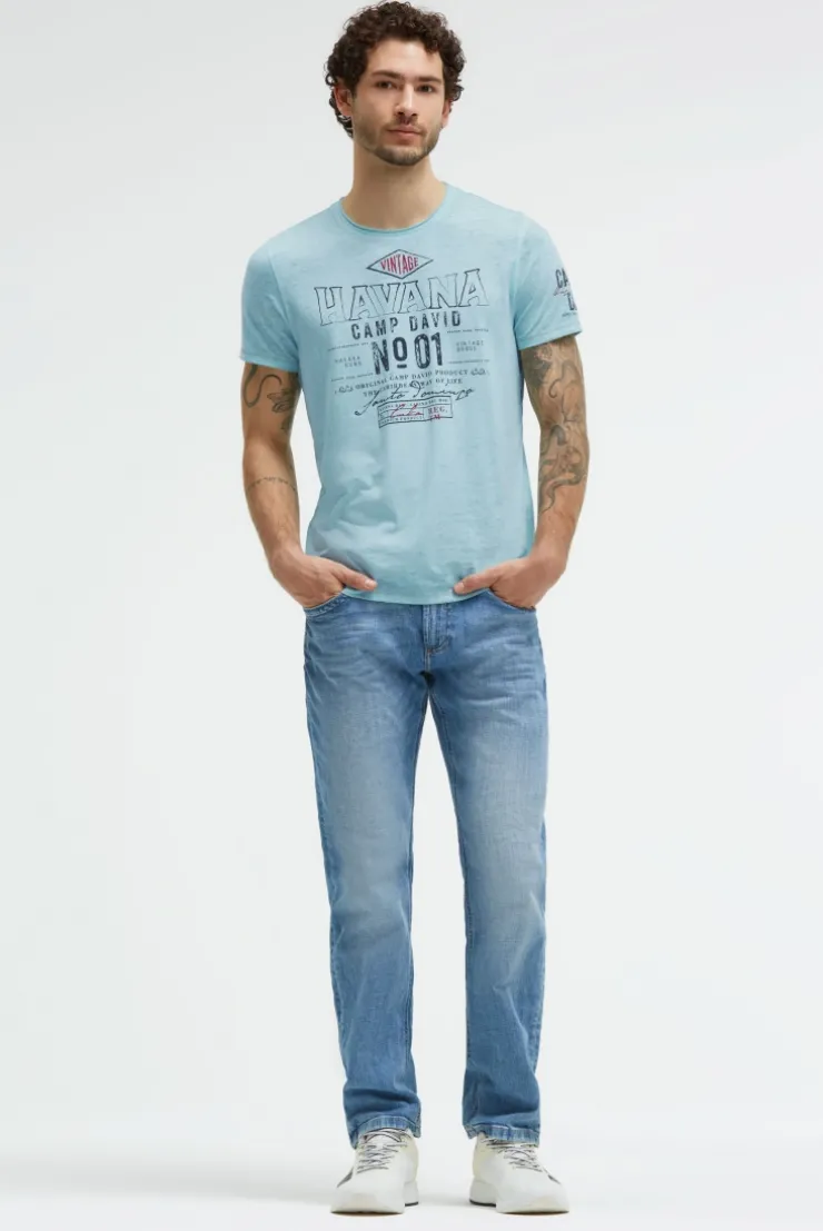 T-Shirt mit Ausbrenner-Effekten und Artwork aqua splash