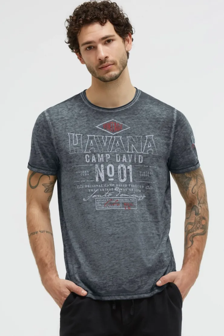 T-Shirt mit Ausbrenner-Effekten und Artwork green shadow