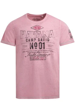 T-Shirt mit Ausbrenner-Effekten und Artwork beachy red