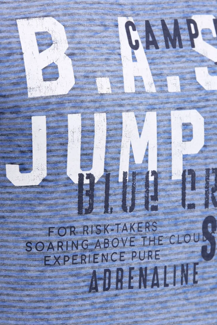 T-Shirt mit Ausbrenner-Streifen und Prints vividblue