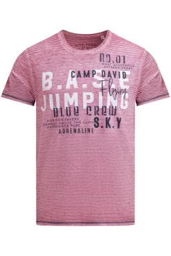 T-Shirt mit Ausbrenner-Streifen und Prints neon pink