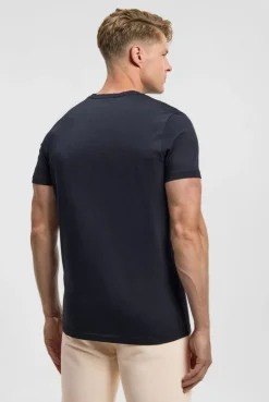 T-Shirt mit Label Print blue navy
