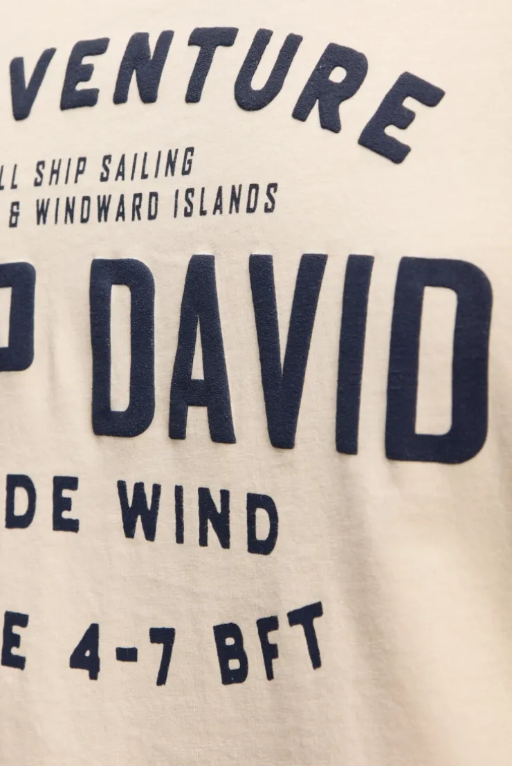 T-Shirt mit Label Print ecru