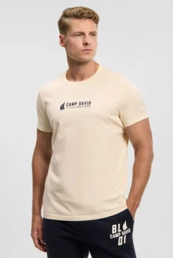 T-Shirt mit Label Print ecru