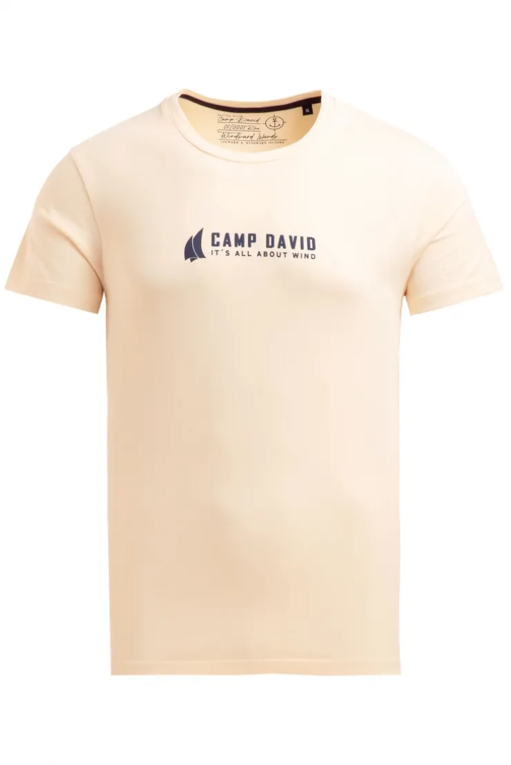 T-Shirt mit Label Print ecru