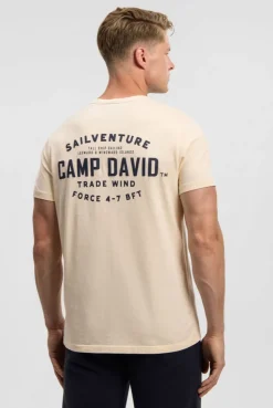 T-Shirt mit Label Print ecru