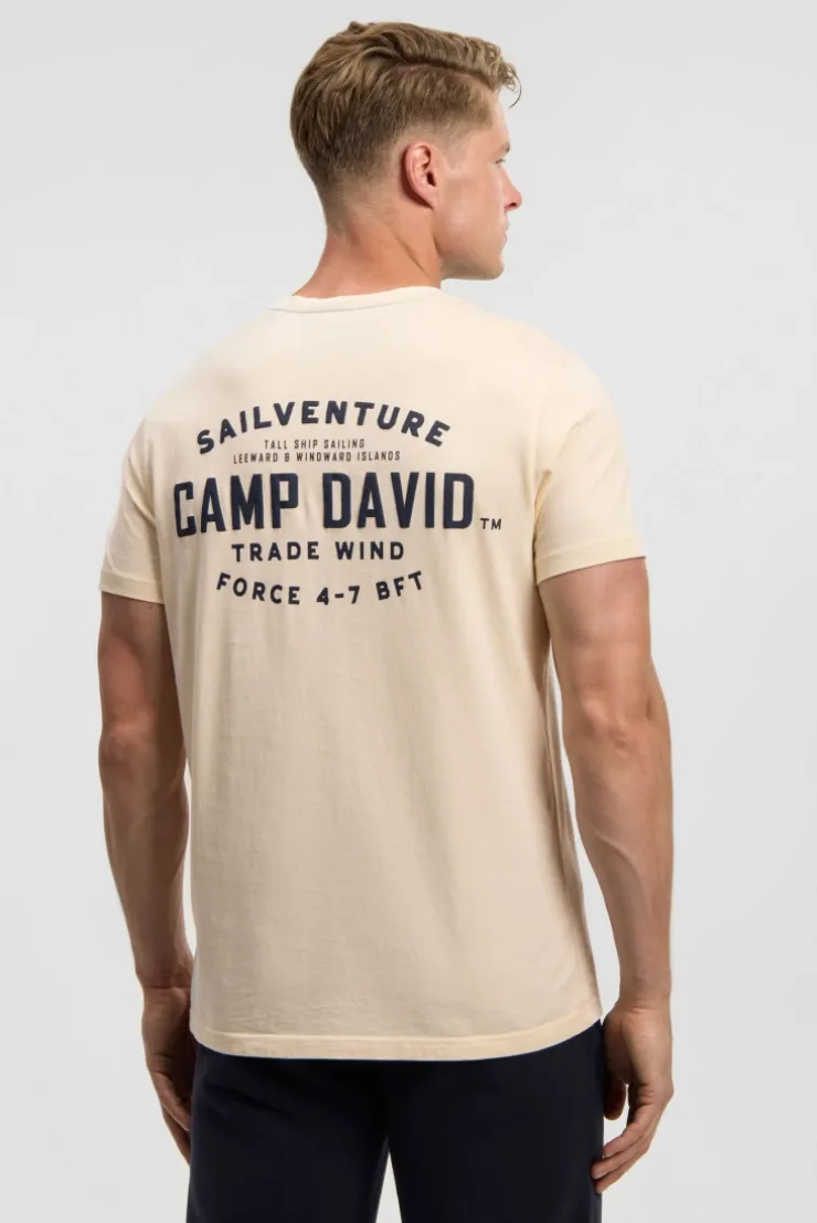 T-Shirt mit Label Print ecru