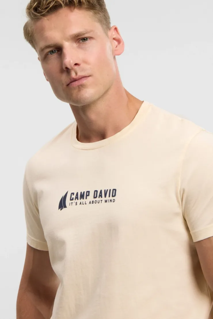 T-Shirt mit Label Print ecru