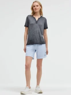 T-Shirt mit Leinen-Optik und Rückenprint charcoal mist