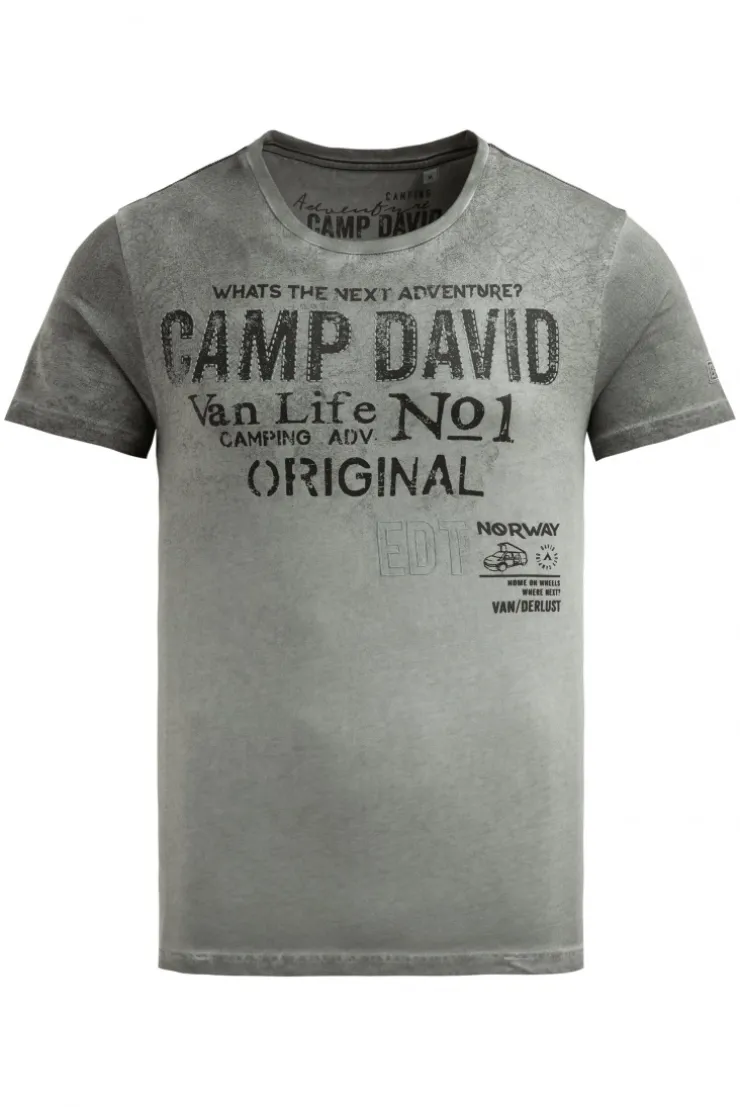 T-Shirt mit Logo Artwork dusty green
