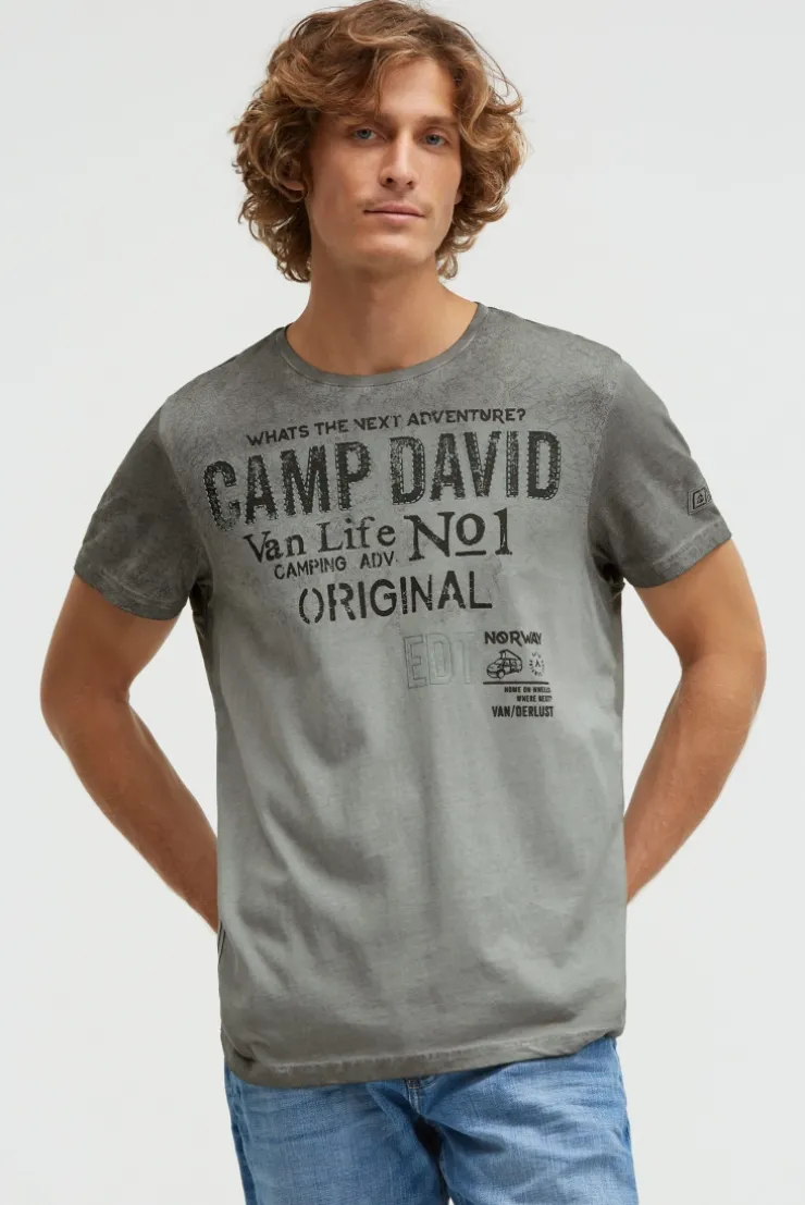 T-Shirt mit Logo Artwork dusty green
