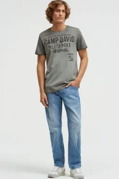T-Shirt mit Logo Artwork dusty green