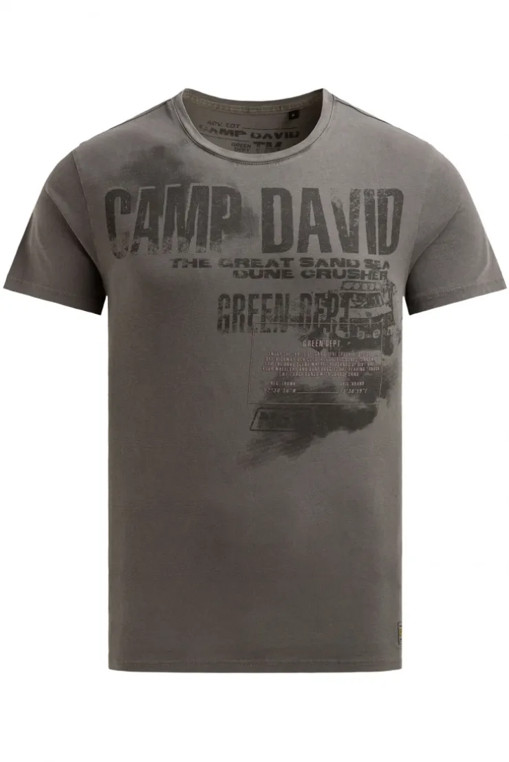 T-Shirt mit Photo- und Rubber-Print dark wood
