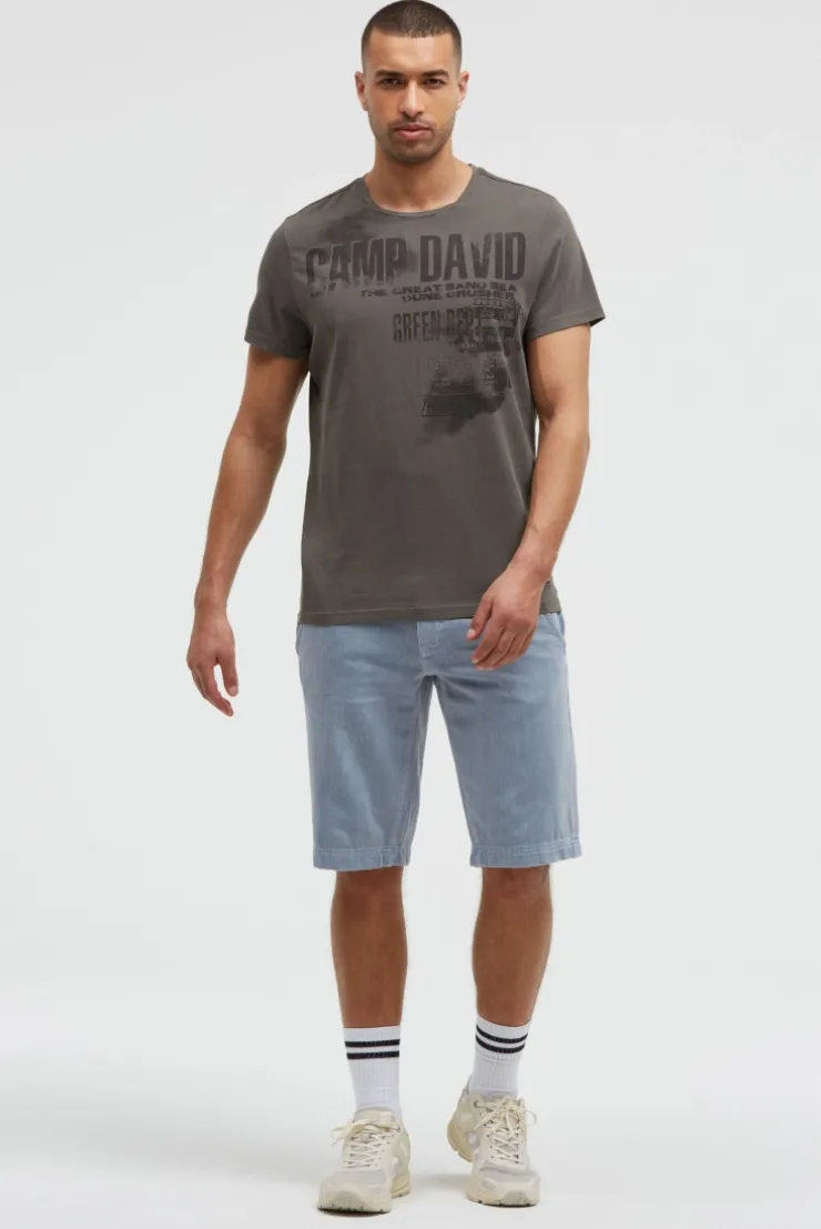 T-Shirt mit Photo- und Rubber-Print dark wood