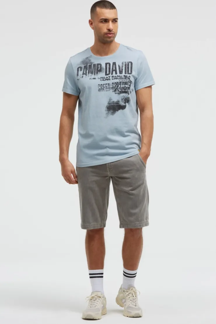 T-Shirt mit Photo- und Rubber-Print silver blue