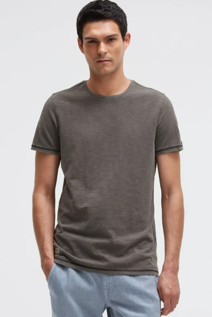 T-Shirt mit Tapes und Rücken-Print dark wood