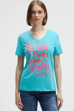 T-Shirt mit V-Ausschnitt und Artwork ocean flash