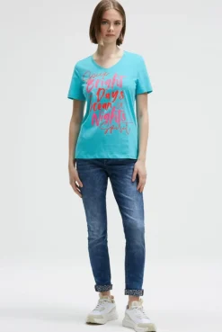 T-Shirt mit V-Ausschnitt und Artwork ocean flash