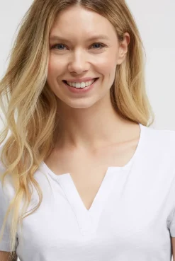 T-Shirt mit V-Cut und Rückenprint opticwhite