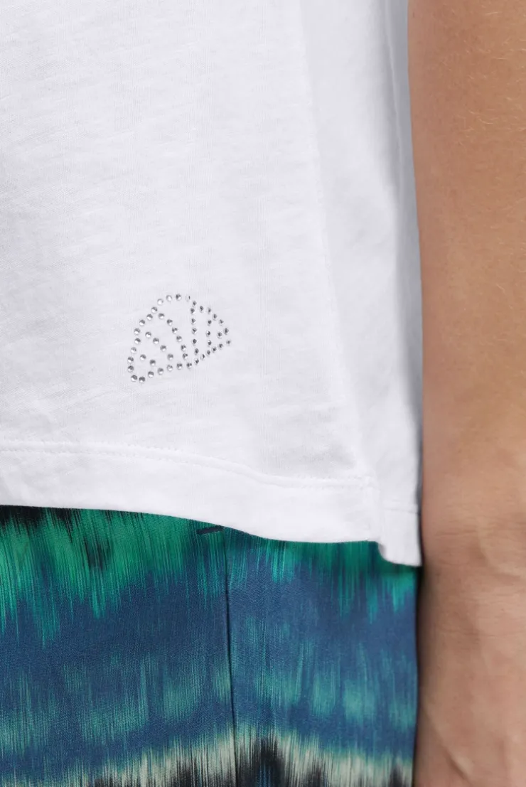T-Shirt mit V-Cut und Rückenprint opticwhite