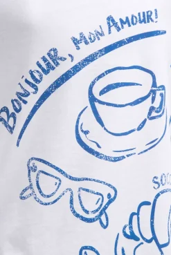 T-Shirt mit V-Cut und Rückenprint opticwhite