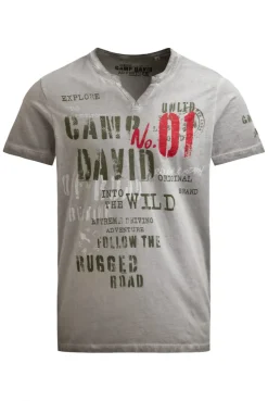 T-Shirt mit V-Cut und Used Print shadow