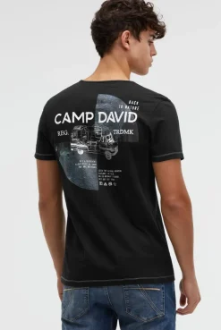 T-Shirt mit V-Neck und Back-Photoprint black