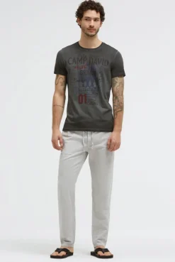 T-Shirt Oil Dyed mit Label Print black