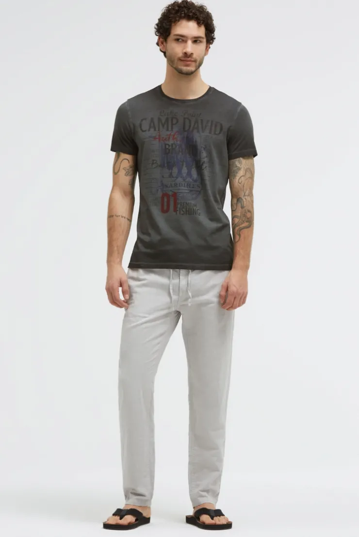 T-Shirt Oil Dyed mit Label Print black