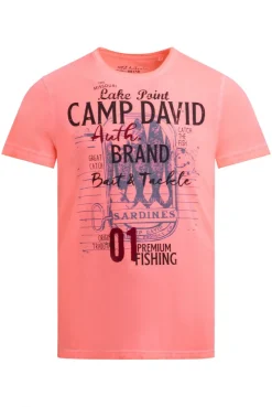 T-Shirt Oil Dyed mit Label Print neon flame