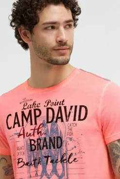 T-Shirt Oil Dyed mit Label Print neon flame