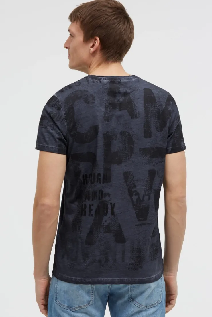 T-Shirt Rundhals mit All Over Print blue grey