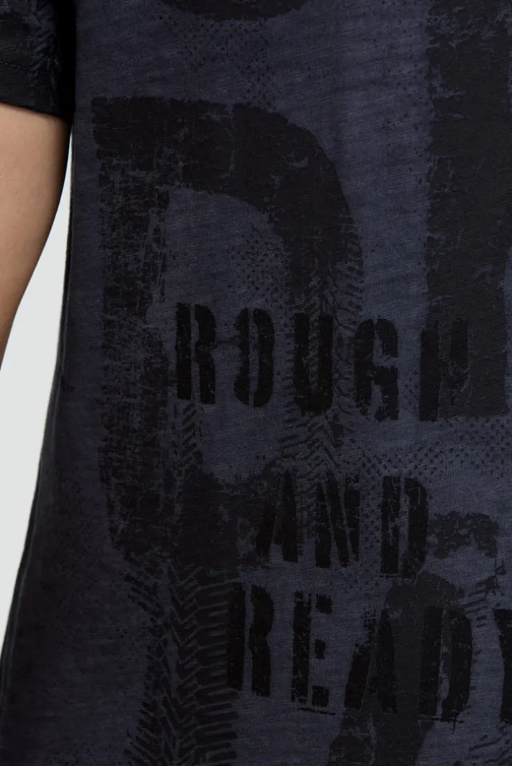 T-Shirt Rundhals mit All Over Print blue grey