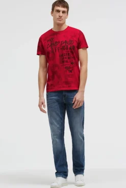 T-Shirt Rundhals mit All Over Print red orange