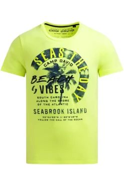 T-Shirt Rundhals mit Artwork neon lime | S
