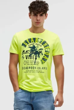 T-Shirt Rundhals mit Artwork neon lime | S