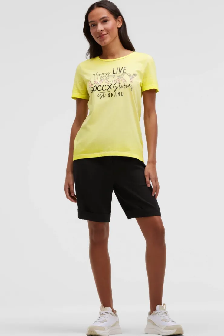 T-Shirt Rundhals mit Artwork vivid lemon