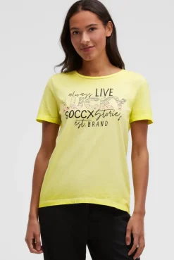 T-Shirt Rundhals mit Artwork vivid lemon