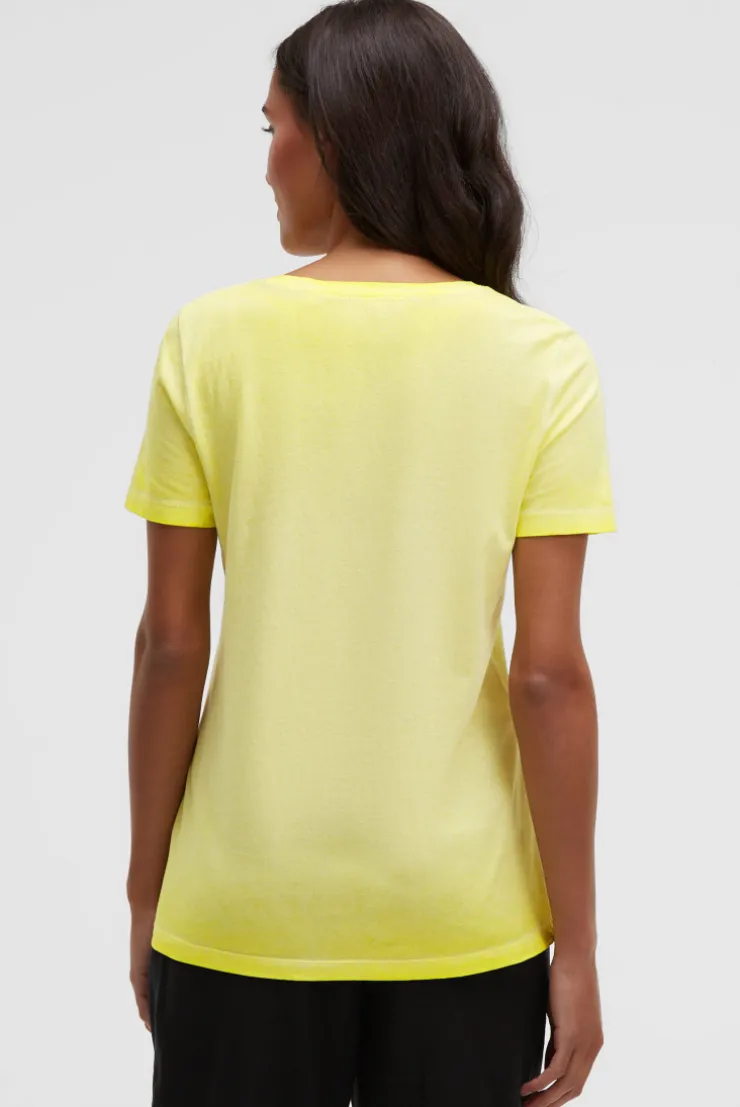 T-Shirt Rundhals mit Artwork vivid lemon
