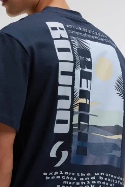T-Shirt Rundhals mit Back-Print blue navy