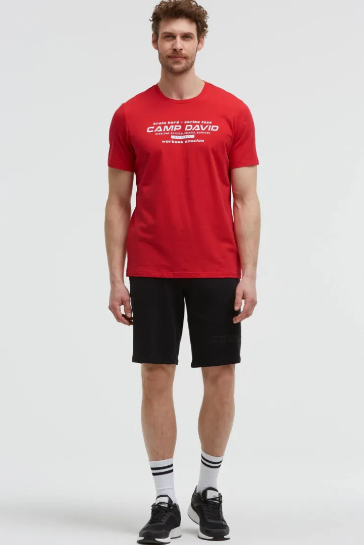 T-Shirt Rundhals mit Frontprint energy red