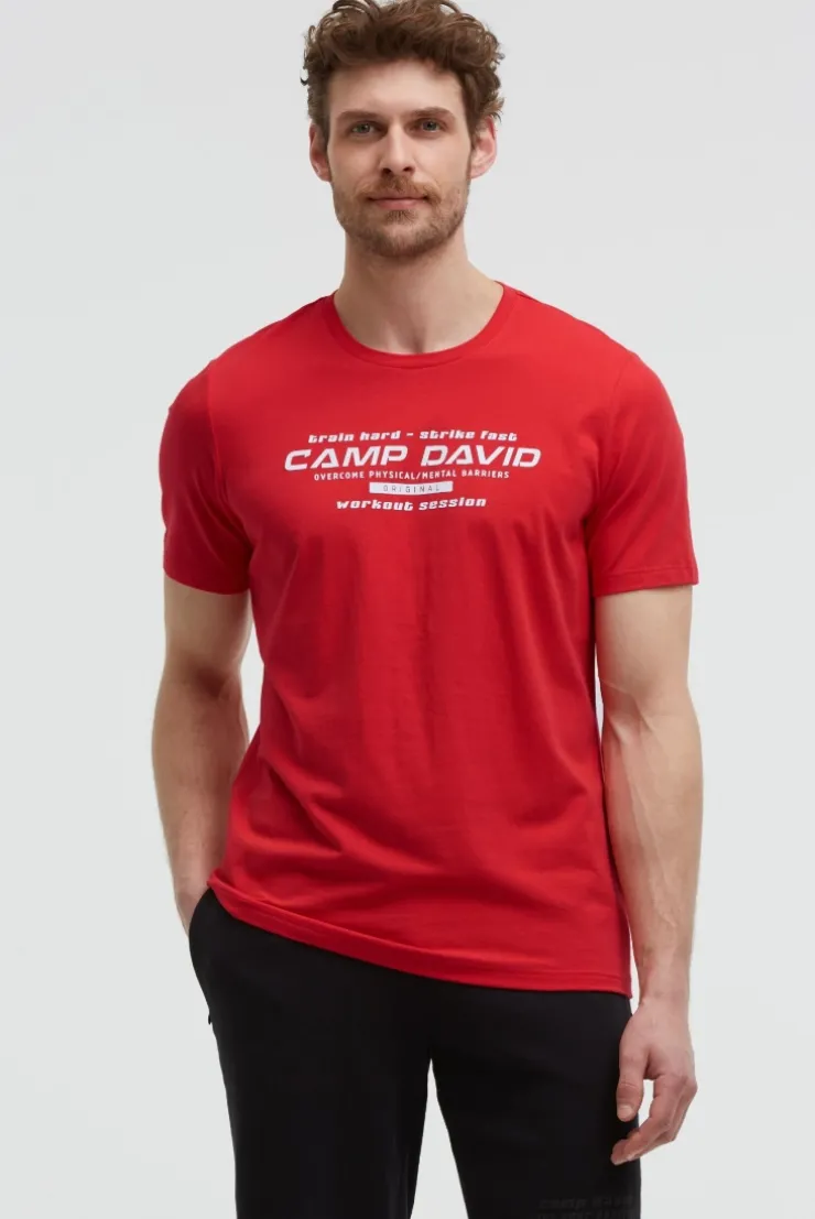 T-Shirt Rundhals mit Frontprint energy red
