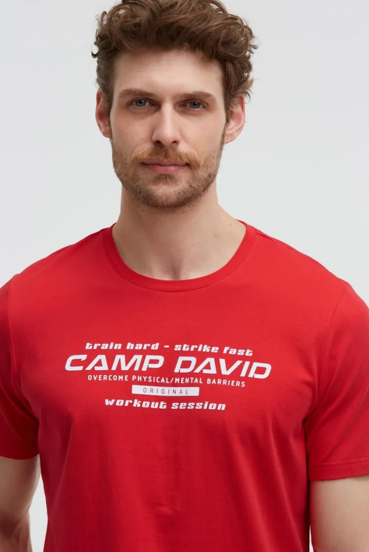 T-Shirt Rundhals mit Frontprint energy red