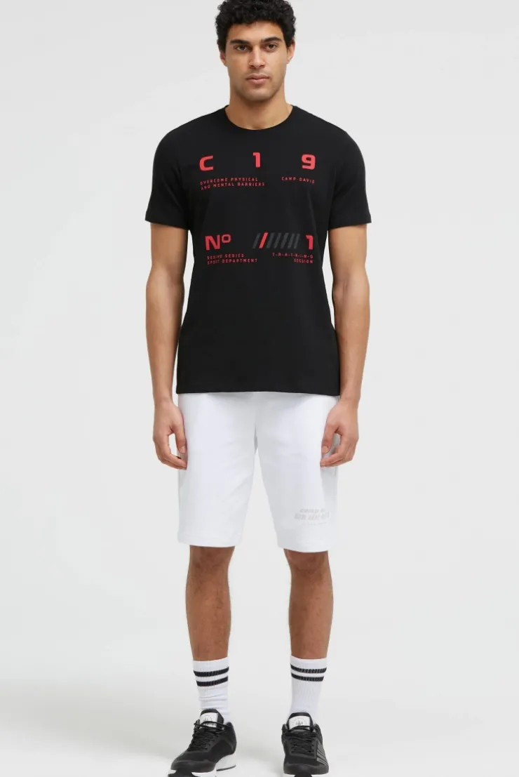 T-Shirt Rundhals mit Frontprint black