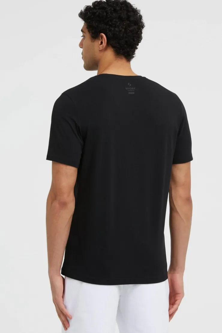 T-Shirt Rundhals mit Frontprint black