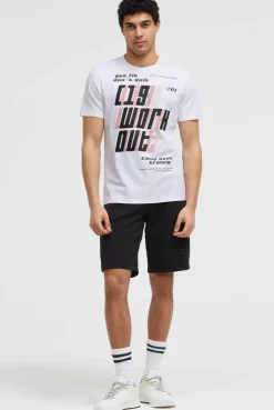 T-Shirt Rundhals mit Frontprint opticwhite
