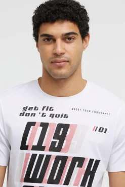 T-Shirt Rundhals mit Frontprint opticwhite